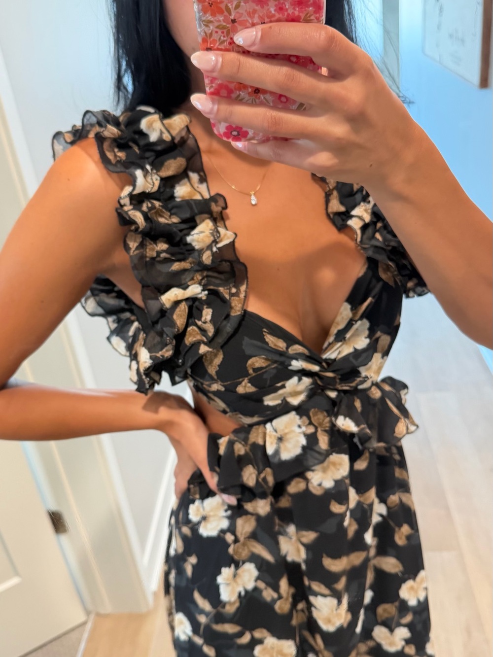 Petal & Pup Black Maxi Dress with White Floral Print - Picture 4 of 9